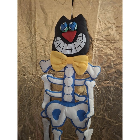 Source Unknown Other - Vintage Halloween RARE Hanging Black Cat Skeleton Bones Decor Prop HTF